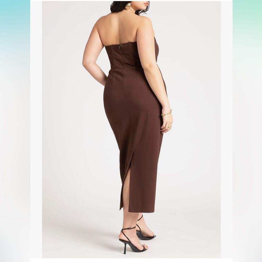 Eloquii Brown Strapless Midi Dress - Picture 2 of 7